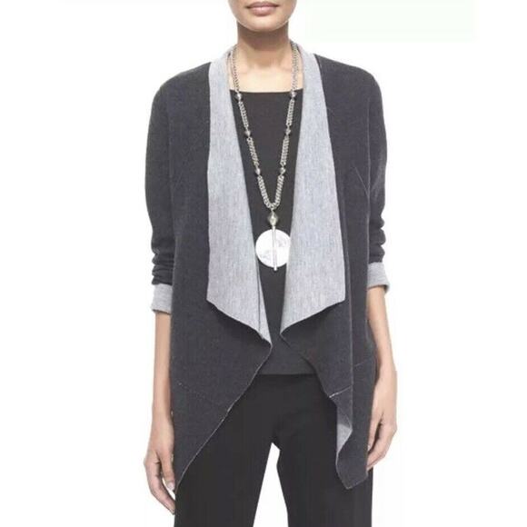 Eileen Fisher Jackets & Blazers - EILEEN FISHER Kimono Jacket Charcoal Felted Merino Doubleknit Sz Petite Med